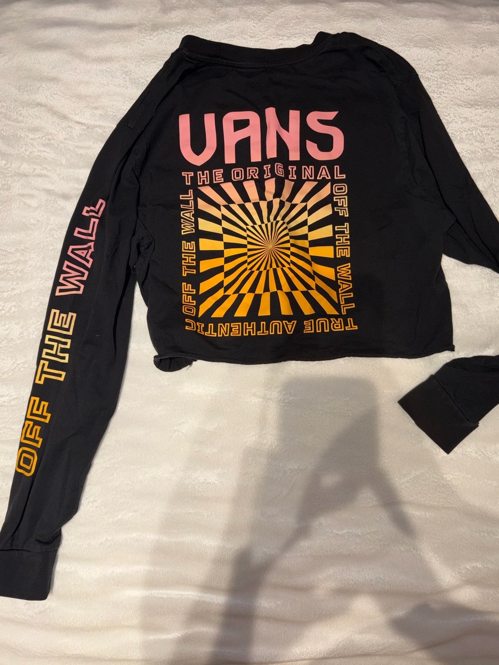 Vans Black Long Sleeve Graphic Tee with Pink & Yellow Print